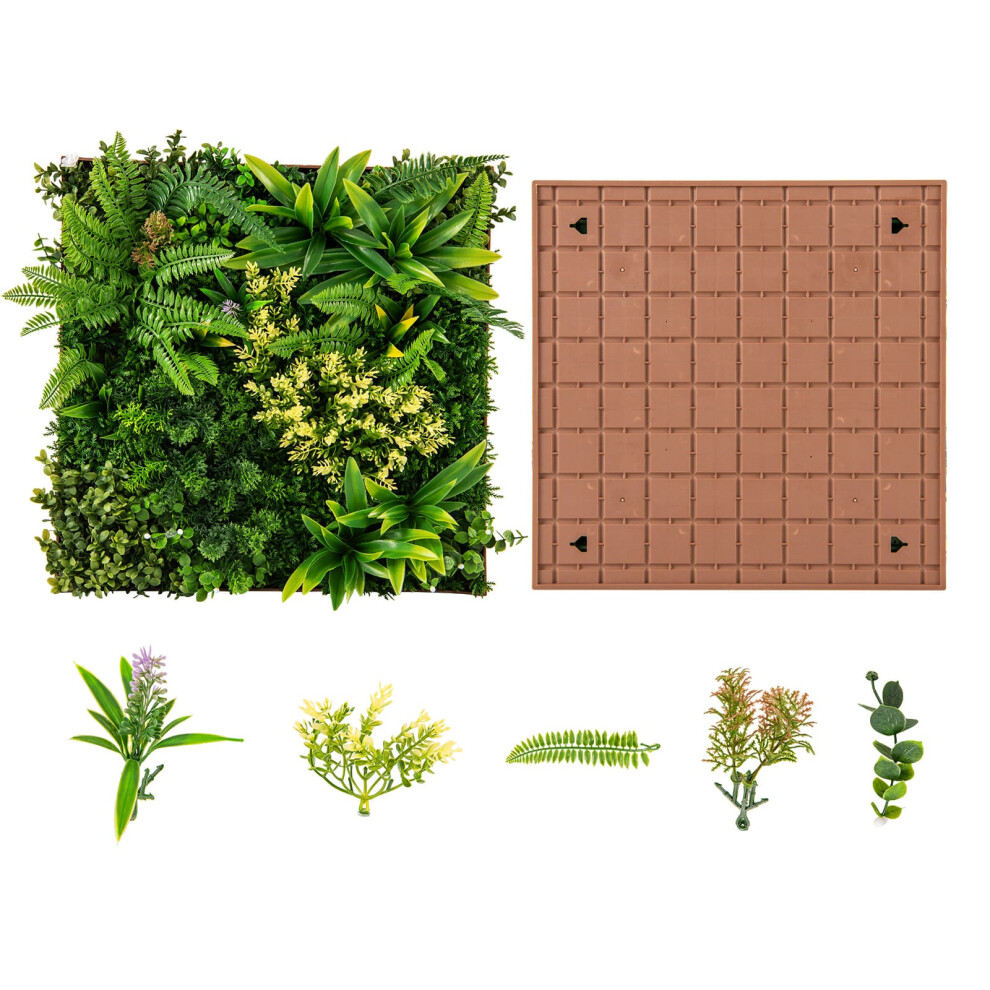 2 Pack Framed Artificial Foliage Wall Art 50x50cm 3D Hanging Greenery Hedge
