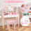 Casart Kids Vanity Table & Stool Set Princess Makeup Dressing Table-Pink 9
