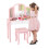 Casart Kids Vanity Table & Stool Set Princess Makeup Dressing Table-Pink 1