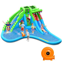 7-In-1  Inflatable Water Slide Jumping Bouncy Castle House with 780W Air Blower