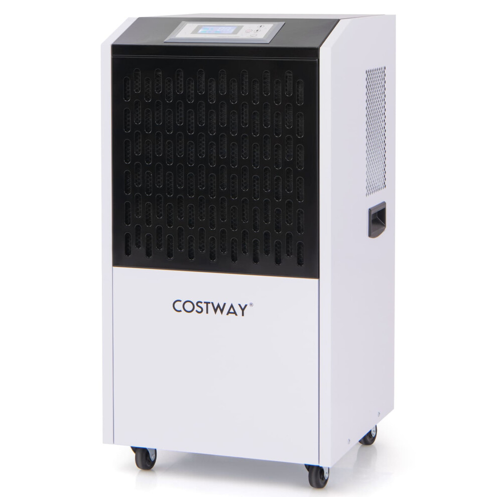 120L Commercial Dehumidifier With Drain Hose 4 Wheels-White