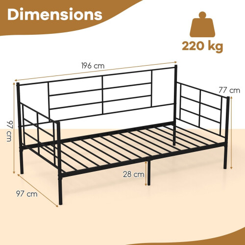 Casart Single Size Daybed 2-in-1 Sofa Bed Single Platform Bed w/ Arms & Back 1
