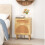 Casart Rattan Nightstand Boho Bedside Table with Storage Drawer 8