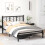 Casart King Size Platform Bed Bed Frame Frame w/ Branch-shaped Headboard 5