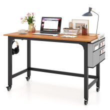 Mobile Computer Desk 120cm Home Office Desk w/ Storage Bag-Teak