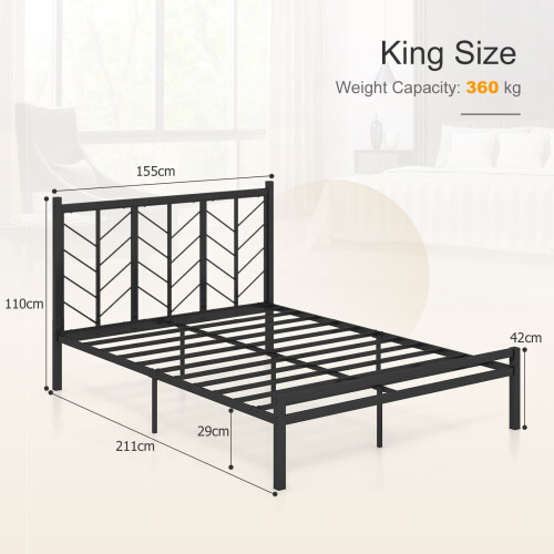 Casart King Size Platform Bed Bed Frame Frame w/ Branch-shaped Headboard 1