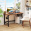Casart Mobile Computer Desk 120cm Home Office Desk w/ Storage Bag-Teak 5