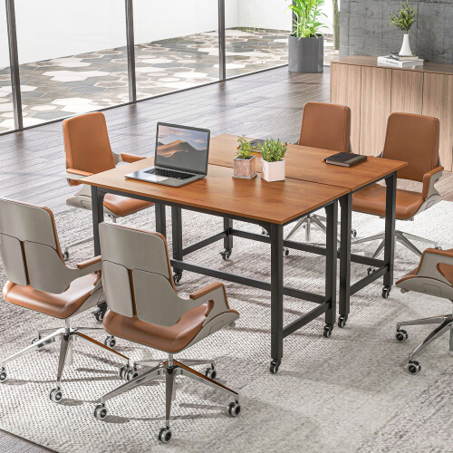 Casart Mobile Computer Desk 120cm Home Office Desk w/ Storage Bag-Teak 2