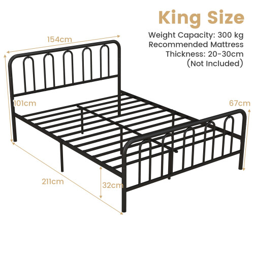 Casart King Size Metal Bed Frame Platform Bed w/Headboard & Footboard 1