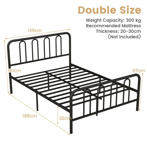 Casart Double Size Metal Bed Frame Platform Bed with Headboard 1