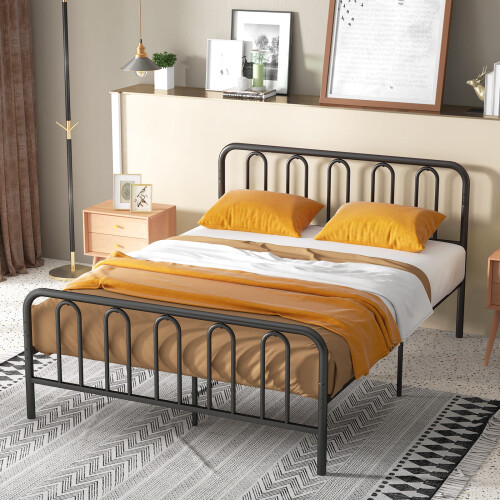 Casart King Size Metal Bed Frame Platform Bed w/Headboard & Footboard 2