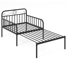 Metal Daybed Extendable Daybed to Single Size Bed Sofa Bed-Black
