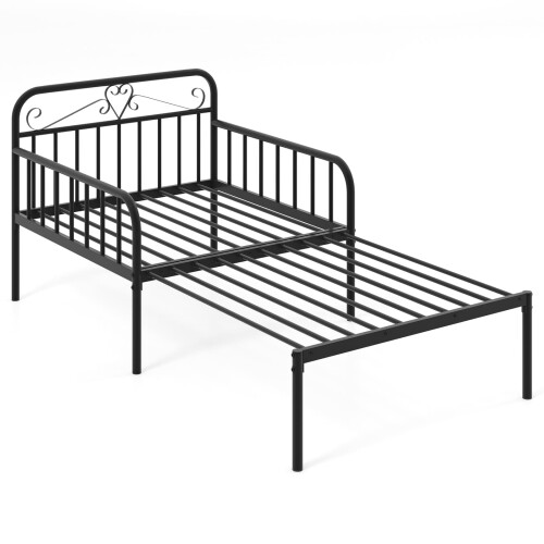 Casart Metal Daybed Extendable Daybed to Single Size Bed Sofa Bed-Black