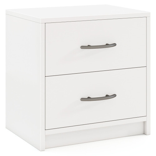 Casart 2-Drawer Nightstand Modern Bedside Table Accent Sofa Side Table-White