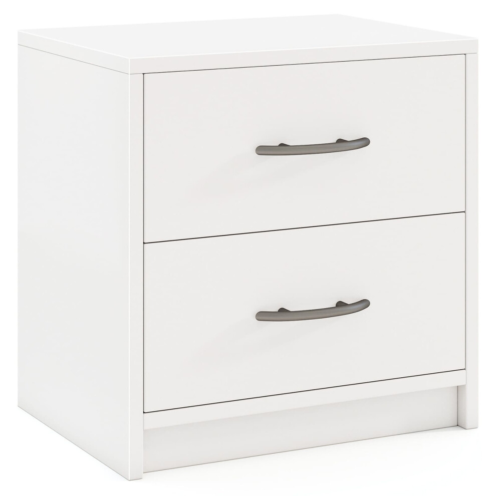 2-Drawer Nightstand Modern Bedside Table Accent Sofa Side Table-White