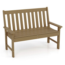 Outdoor 2-Person Bench All-Weather HDPE Patio Loveseat Chair-Coffee