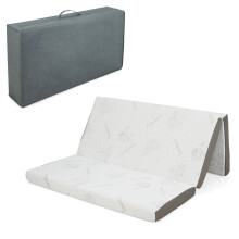 Double 10 cm Gel-Infused Tri-fold Mattress Topper – Cooling Memory Foam with Bamboo Charcoal Support, 3-Zone Comfort, Includes Carry Bag