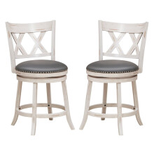 Set of 2 Bar Stools Counter Height Chair Pub 360 Swiveling Upholstered Seat 24"