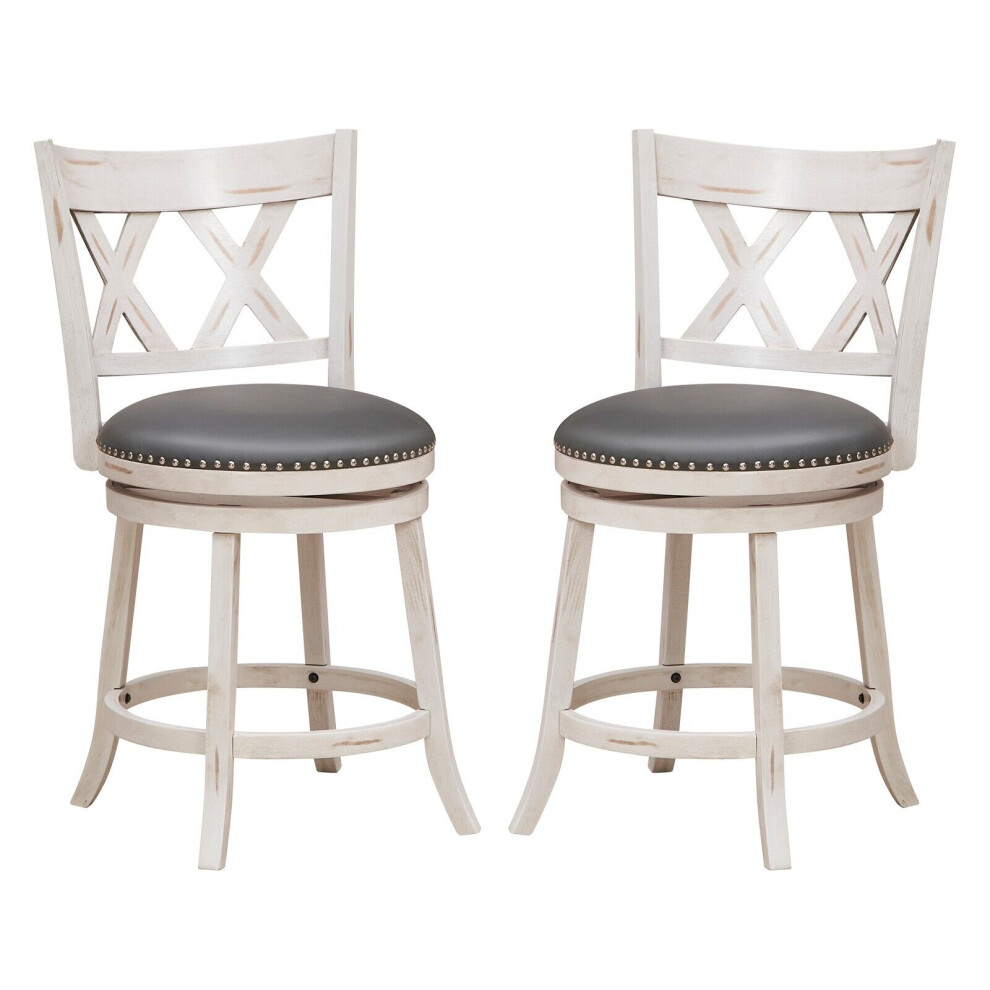 Casart Set Of 2 Bar Stools Counter Height Chair Pub 360 Swiveling Upholstered Seat 24"