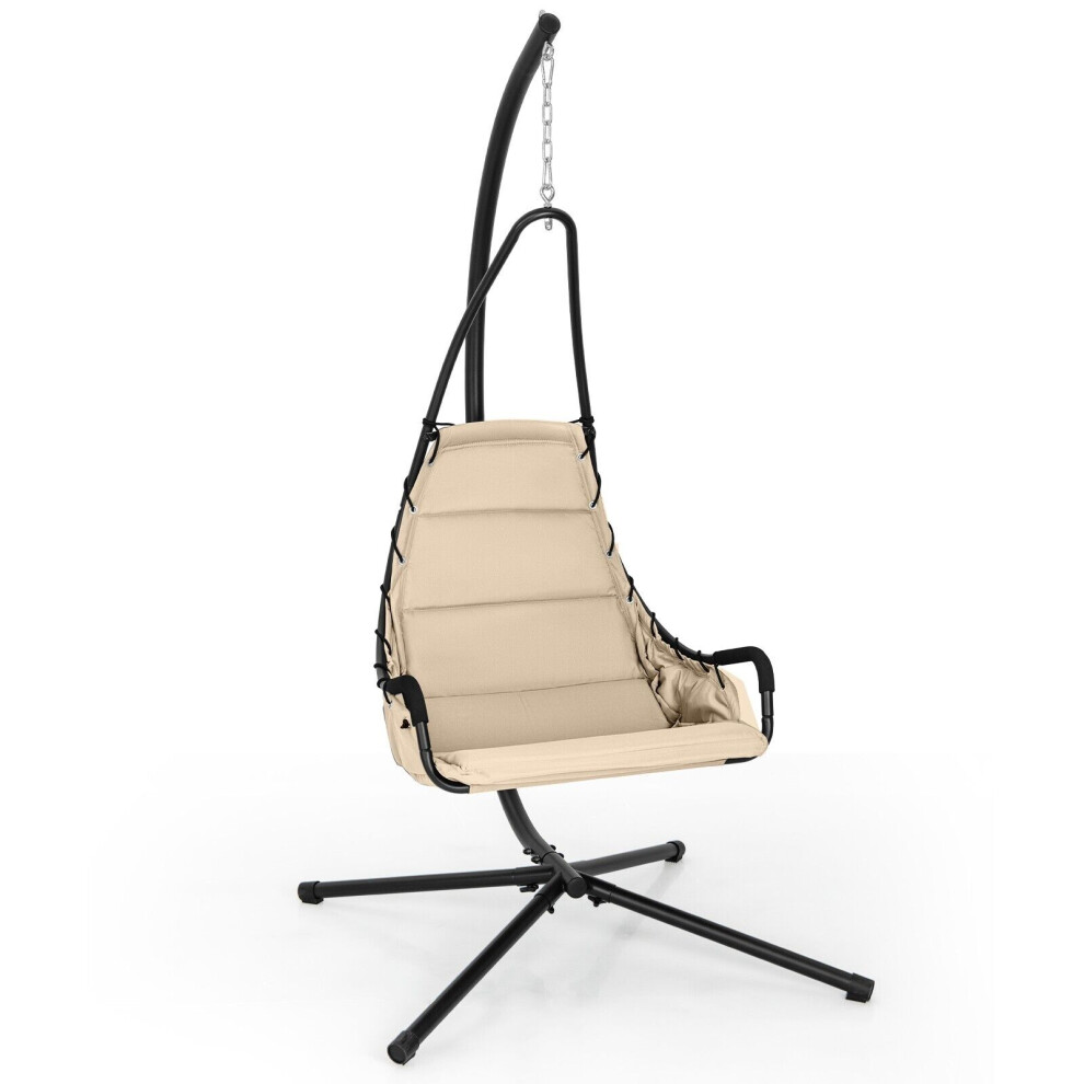 Hanging Swing Chair W/ Heavy-Duty Metal Stand Hammock W/Large Padded Seat-image-OPC-PFXGWNW-NEW