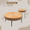 Casart Set of 2 Round Nesting Coffee Table Solid Wood Accent Stacking Boho Side Tables 2