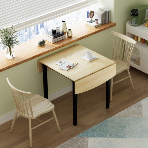 Casart Folding Dining Table Drop Leaf Tables Home Wood Kitchen Table with Foot Pad 2