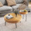 Casart Set of 2 Round Nesting Coffee Table Solid Wood Accent Stacking Boho Side Tables 3