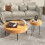 Casart Set of 2 Round Nesting Coffee Table Solid Wood Accent Stacking Boho Side Tables 6