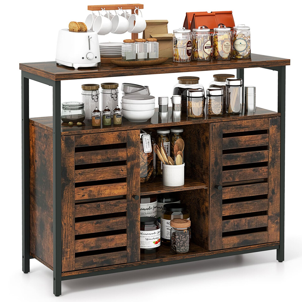 Casart Kitchen Buffet Cabinet Industrial Sideboard Storage Cabinet W/Shelves
