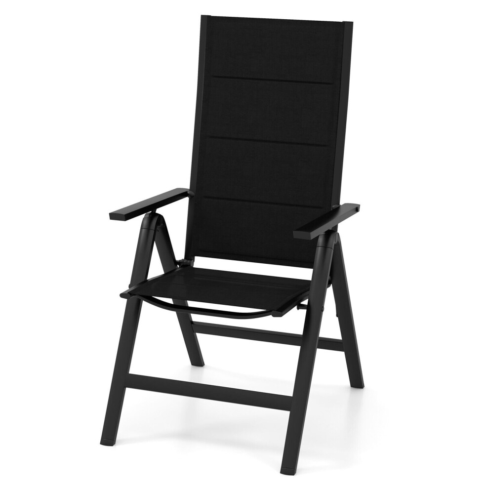 Patio Folding Chairs Outdoor Dining Chairs w/7-Position Adjustable Padded Seat