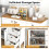 Casart Buffet Cabinet Wooden Kitchen Cupboard w/2 Door and 3 Pull-out Drawers 4