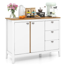 Buffet Cabinet Wooden Kitchen Cupboard w/2 Door and 3 Pull-out Drawers