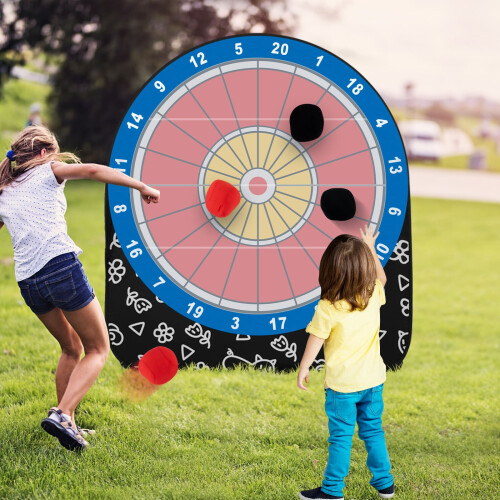 Casart Kids Large Dart Board Foldable Dartboard w/4 Kick Balls-Black 2