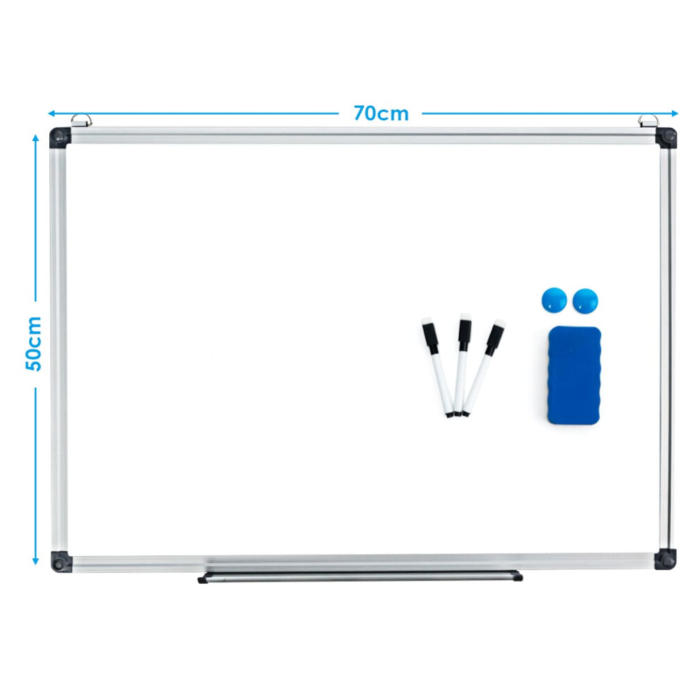 70 X 50 Cm Dry Erase Board Wall Mounted Board w/Tray-White