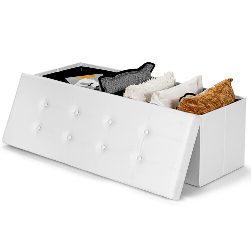 Casart Foldable Storage Ottoman Bench Large Storage Chest with Divider