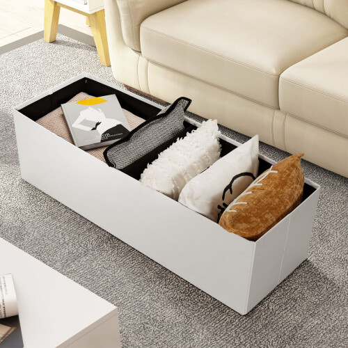 Casart Foldable Storage Ottoman Bench Large Storage Chest with Divider 2