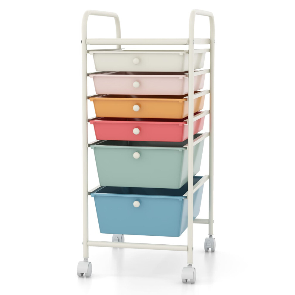 6-Drawer Organizer Cart Mobile Rolling Utility Storage-Colorful
