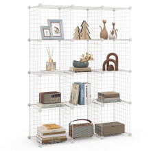12 Cube Storage Shelf Rack DIY Wire Grid Bookcase Display Cabinet