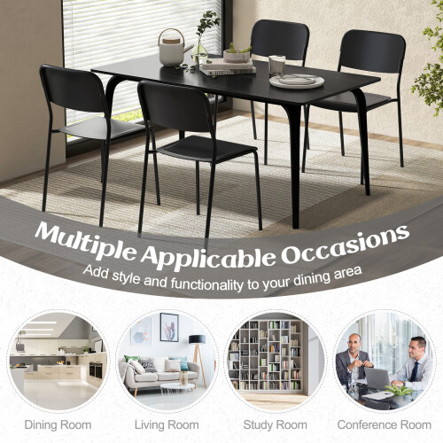 Casart Modern Dining Chairs Set of 4 Stackable Kitchen Chairs-Black 2