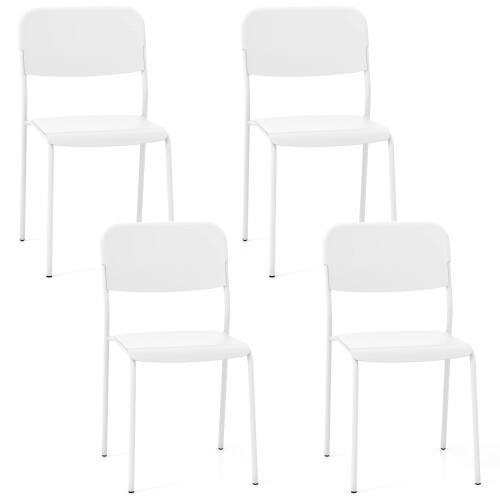 Casart Modern Dining Chairs Set of 4 Stackable Kitchen Chairs-White