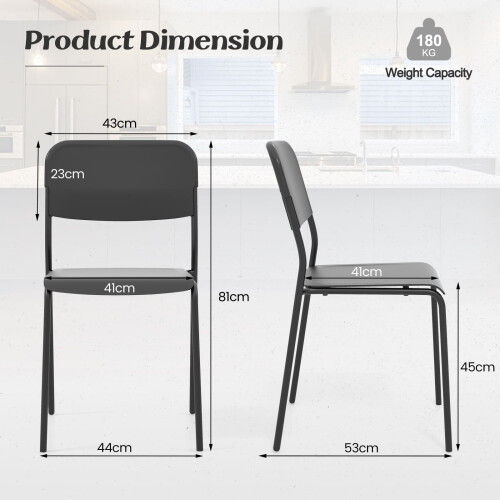 Casart Modern Dining Chairs Set of 4 Stackable Kitchen Chairs-Black 1