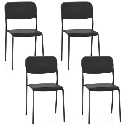 Casart Modern Dining Chairs Set of 4 Stackable Kitchen Chairs-Black