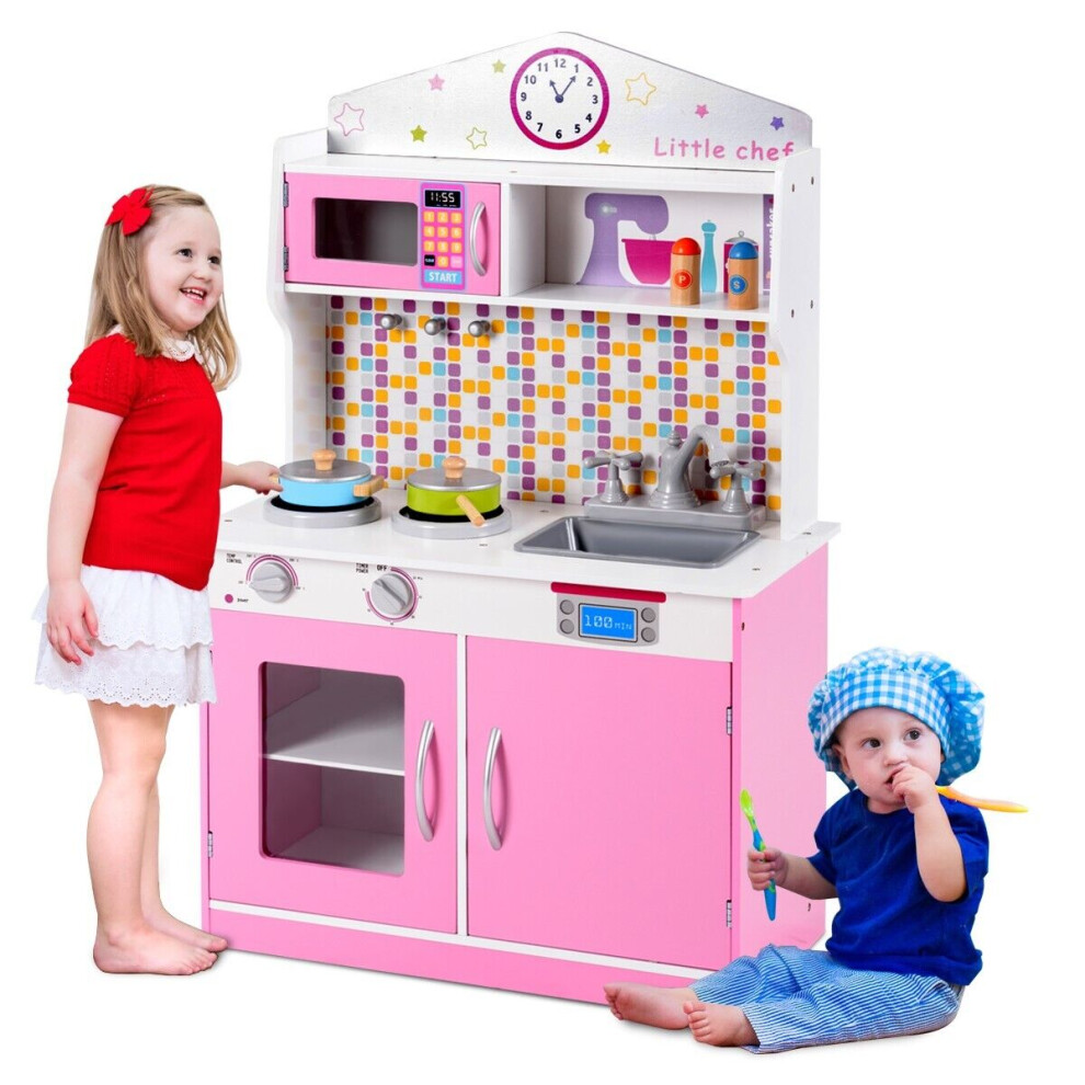 Wooden Kids Play Kitchen Childrens Role Play Pretend Set Toy Boys & Girls Gift