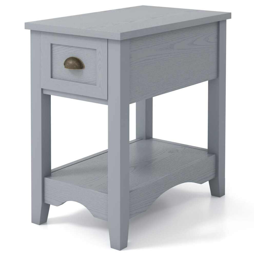 Side End Table Retro Side Table Rectangular Nightstand-Grey