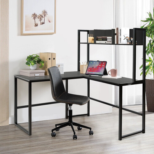 Casart L-Shaped Corner Computer Desk Large PC Table Workstation with Storage Bookcase 2