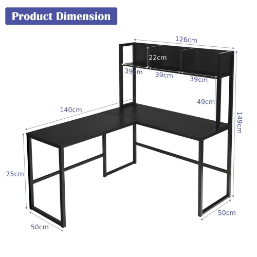 Casart L-Shaped Corner Computer Desk Large PC Table Workstation with Storage Bookcase 1