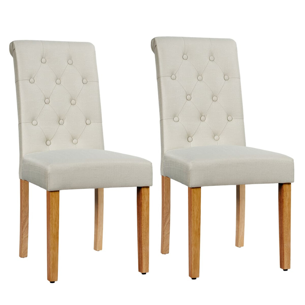 2PCS Dining Room Chairs Farmhouse Upholstered Kitchen Side Chairs-Beige