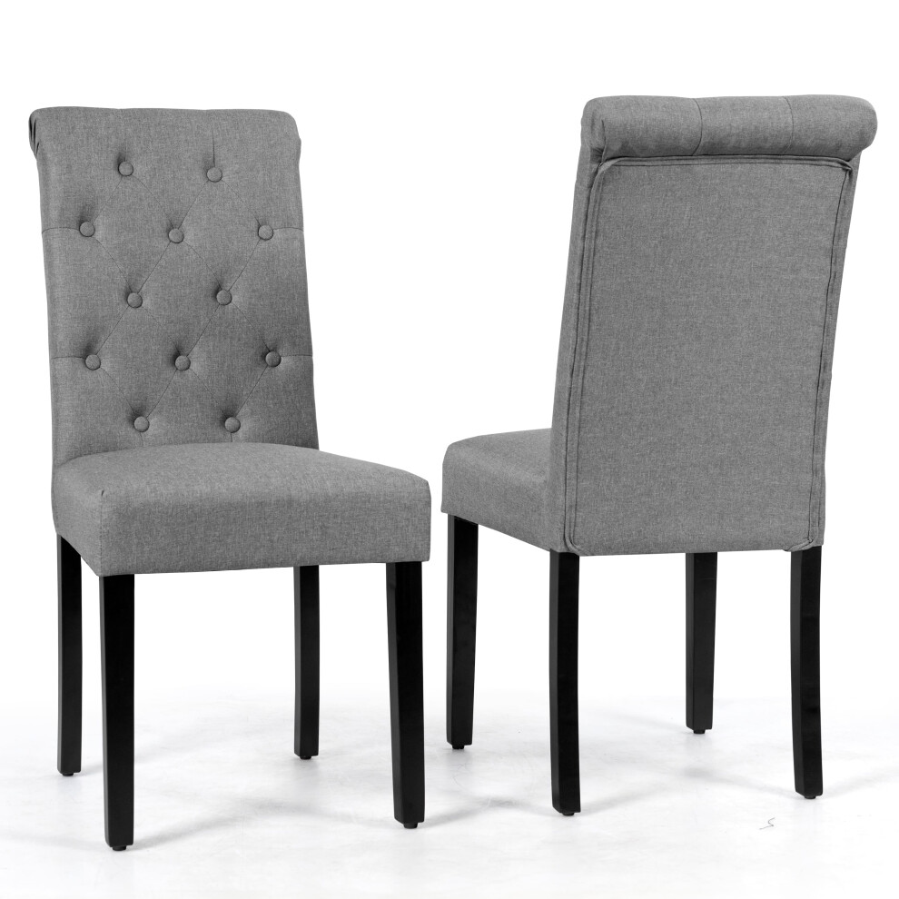 2PCS Dining Room Chairs Farmhouse Upholstered Kitchen Side Chairs-Grey