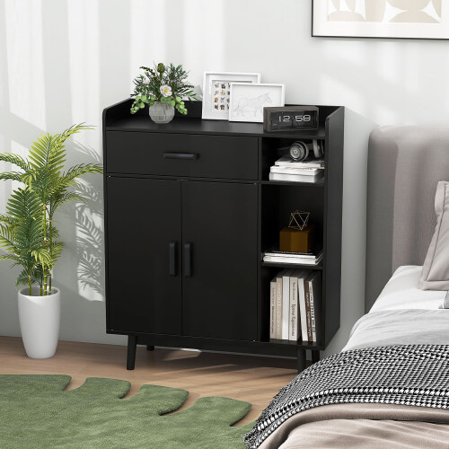 Casart Wooden Bookcase Shelf Display Storage Unit Organiser Cupboard-Black 2