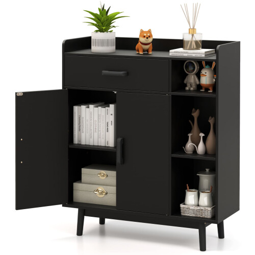 Casart Wooden Bookcase Shelf Display Storage Unit Organiser Cupboard-Black